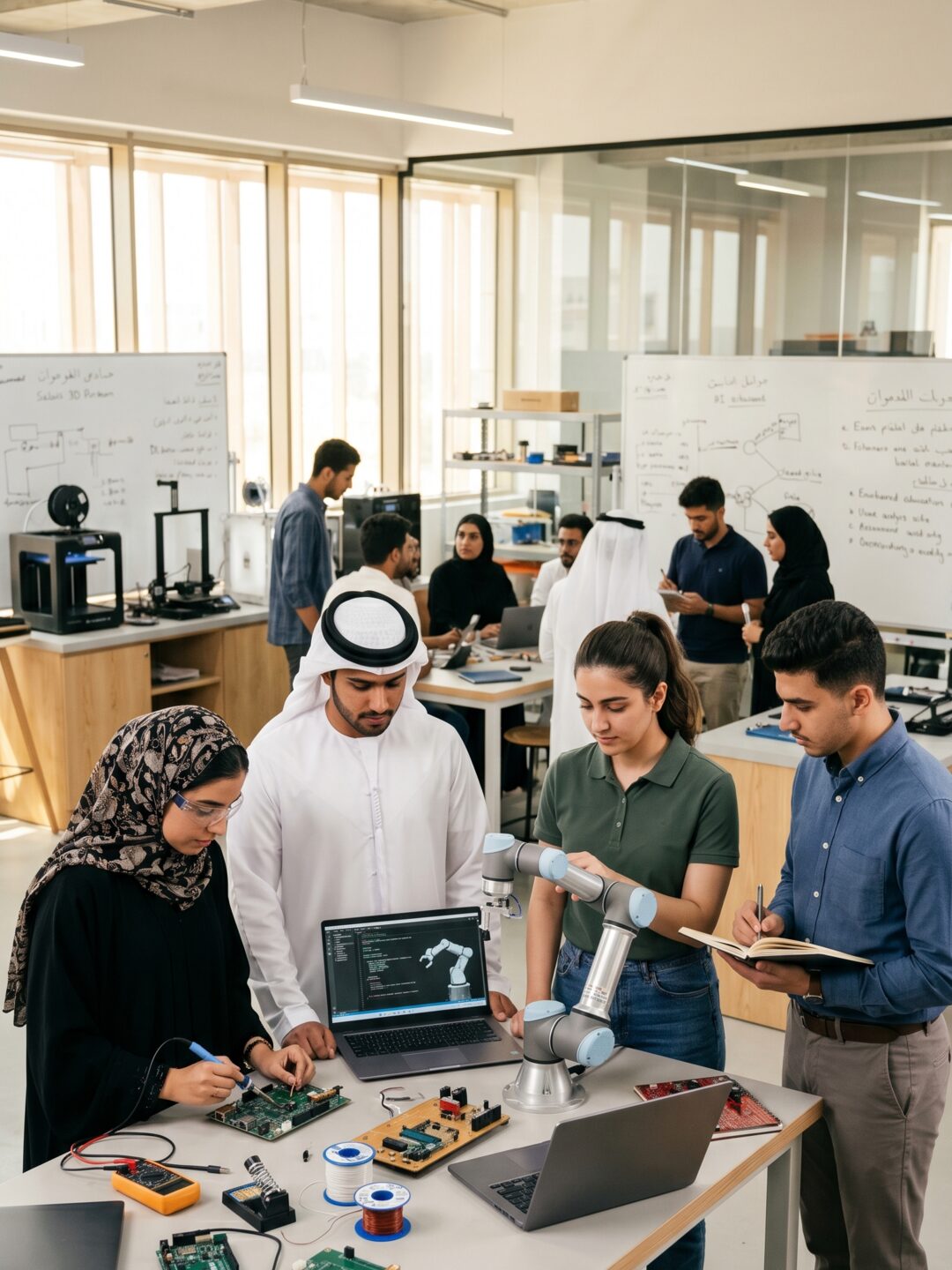 Training the next generation of Gulf technologists — students and engineers in a robotics & AI lab